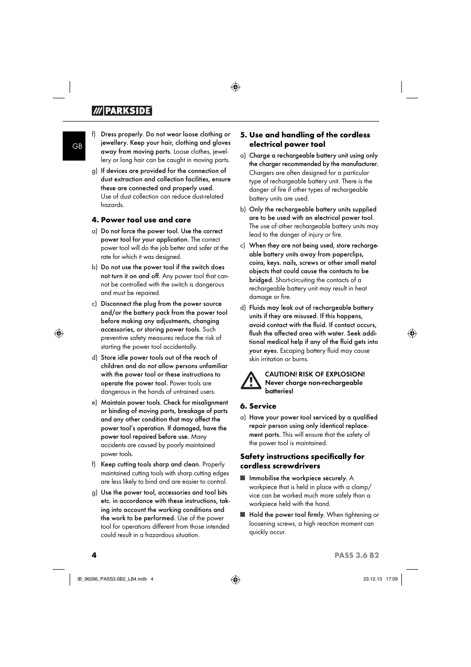 Parkside PASS 3.6 B2 User Manual | Page 7 / 62