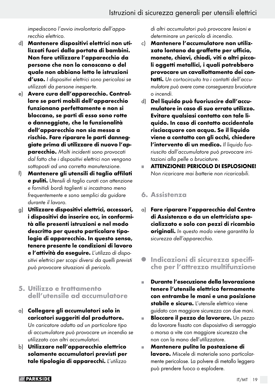 Assistenza | Parkside PAMFW 10.8 A1 User Manual | Page 19 / 45