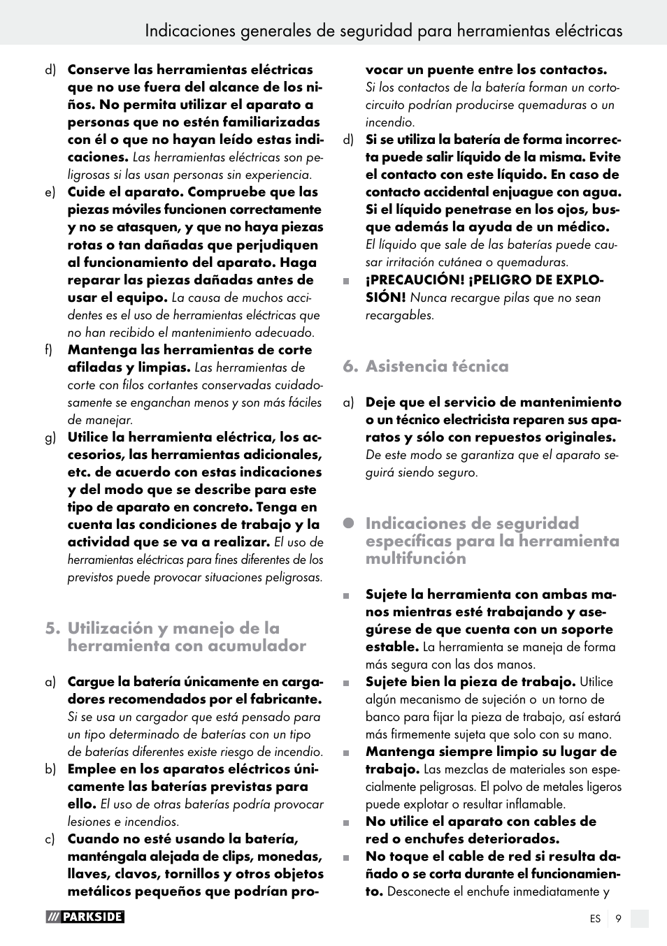 Asistencia técnica | Parkside PAMFW 10.8 A1 User Manual | Page 9 / 45