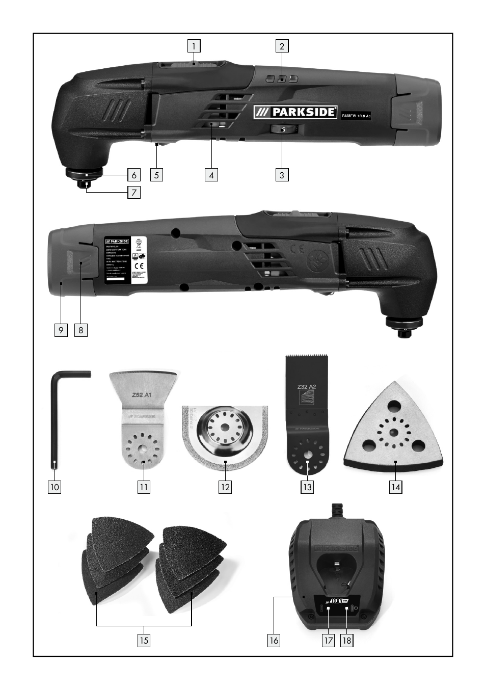 Parkside PAMFW 10.8 A1 User Manual | Page 3 / 77