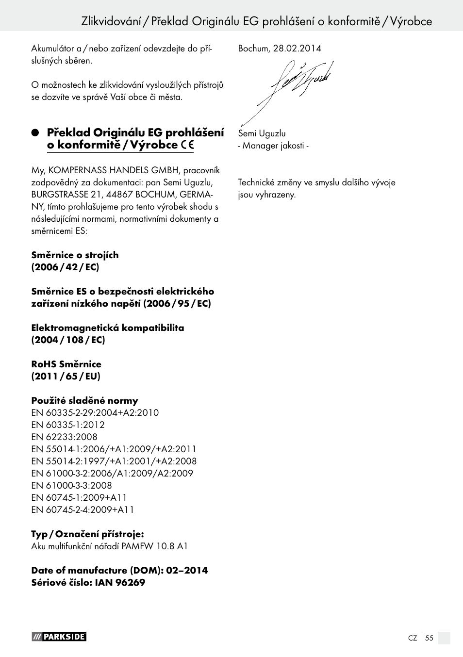 Parkside PAMFW 10.8 A1 User Manual | Page 55 / 77