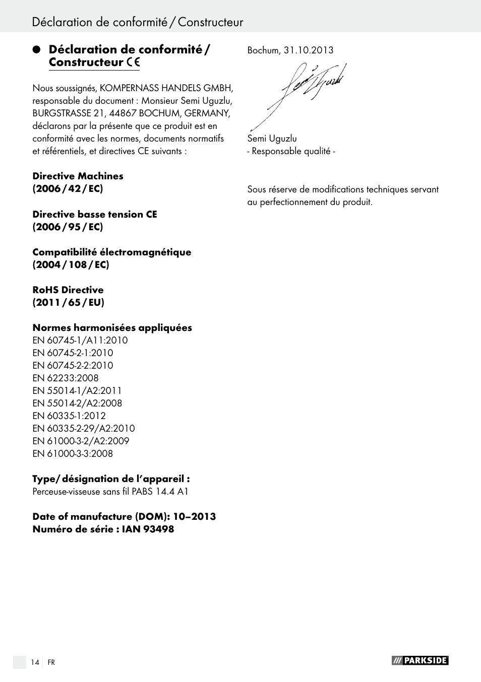 Parkside PABS 14.4 A1 User Manual | Page 14 / 34