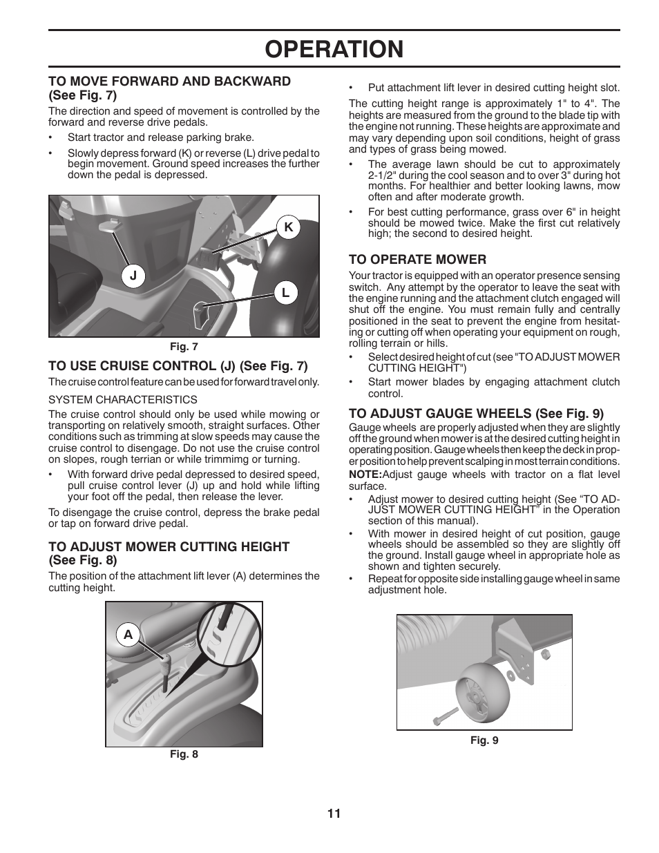 Operation | Dixon 433616 User Manual | Page 11 / 30