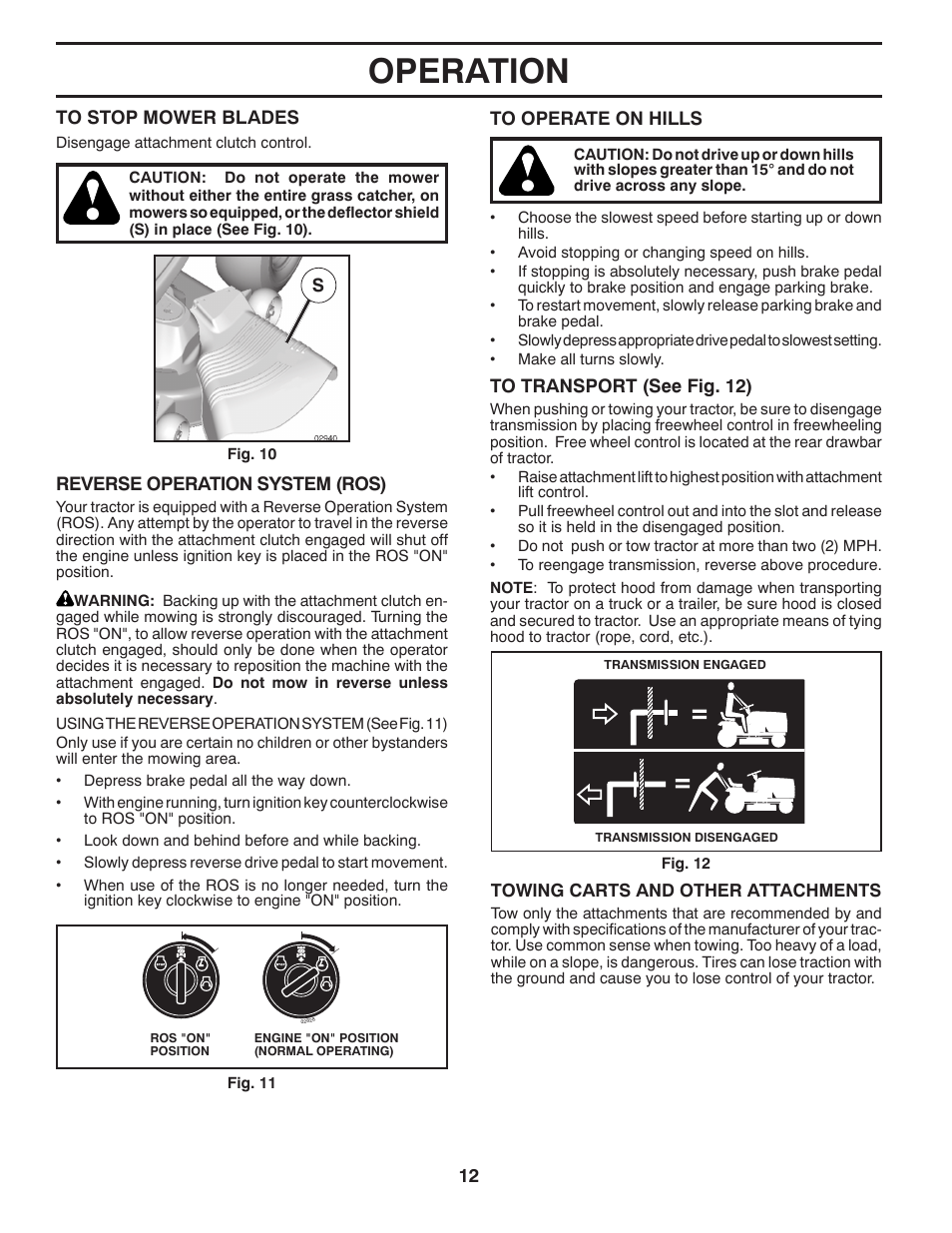 Operation | Dixon 433616 User Manual | Page 12 / 30