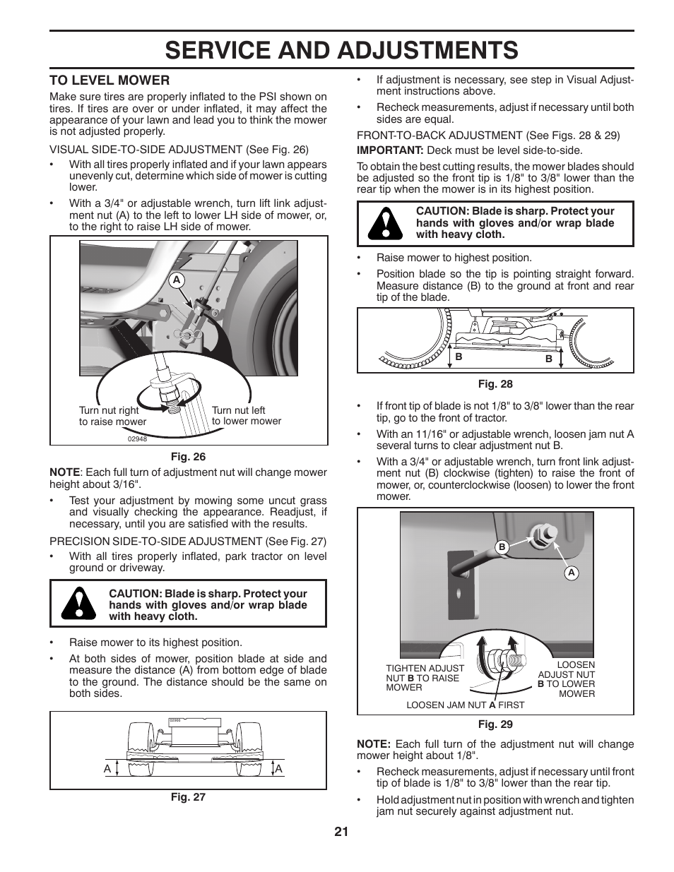 Service and adjustments | Dixon 433616 User Manual | Page 21 / 30