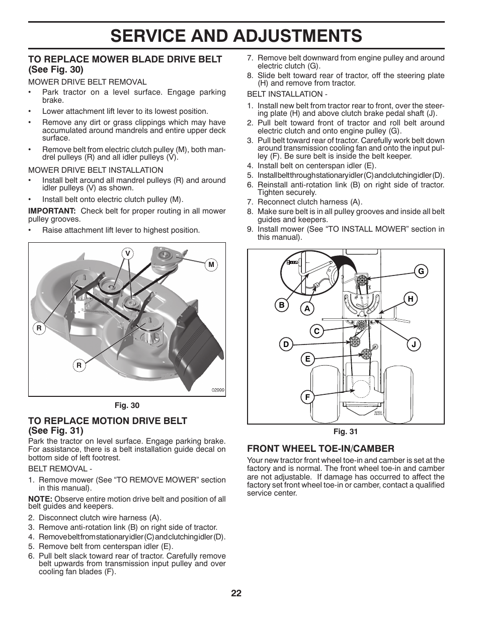 Service and adjustments | Dixon 433616 User Manual | Page 22 / 30