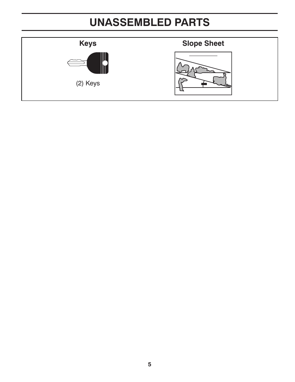 Unassembled parts | Dixon 433616 User Manual | Page 5 / 30