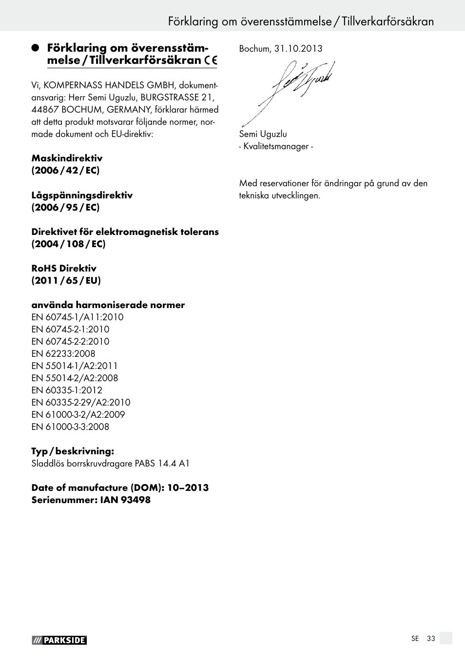 Parkside PABS 14.4 A1 User Manual | Page 33 / 75