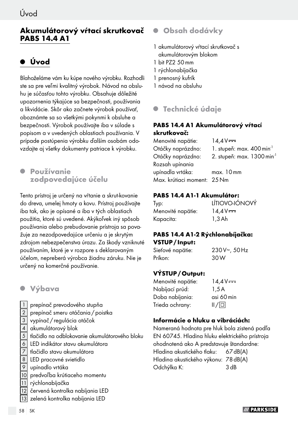 Parkside PABS 14.4 A1 User Manual | Page 58 / 77