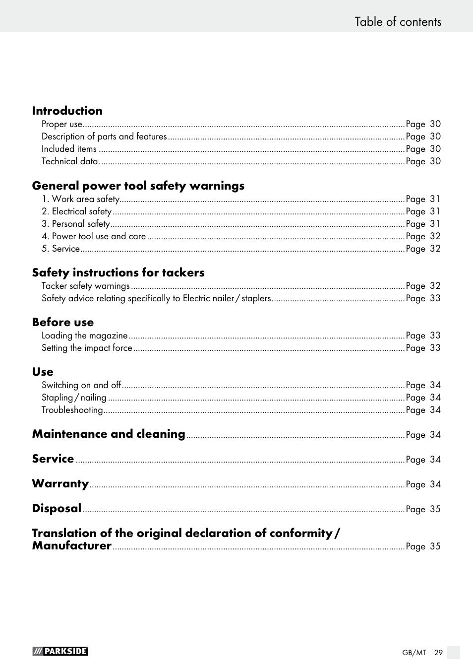 Parkside PET 25 B1 User Manual | Page 29 / 45