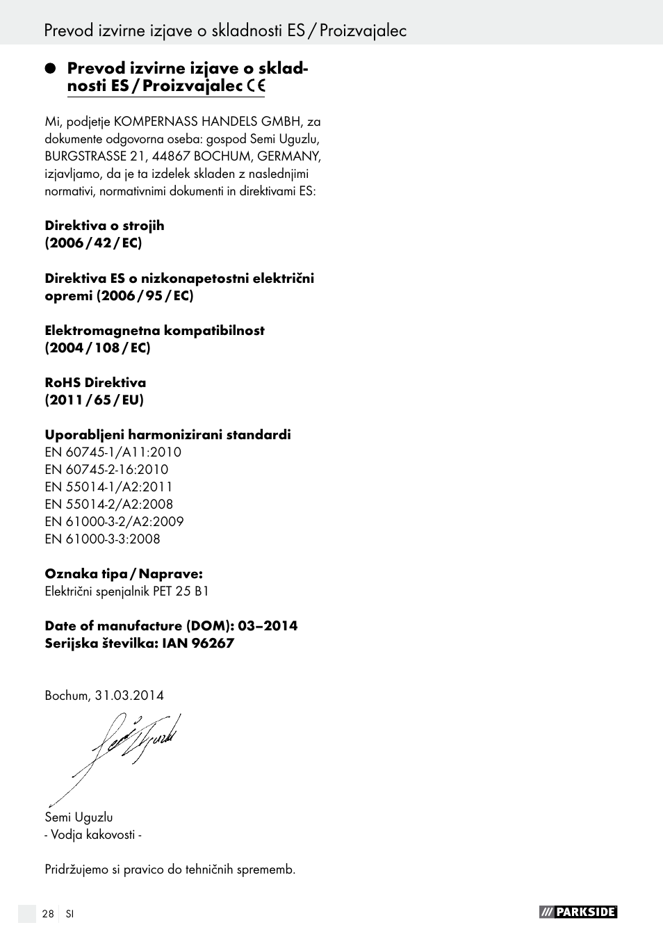 Parkside PET 25 B1 User Manual | Page 28 / 55