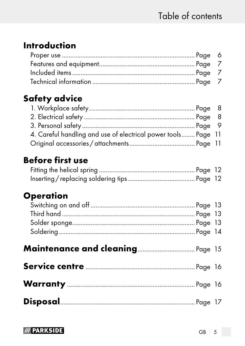 Parkside PLBS 30 A1 User Manual | Page 5 / 105