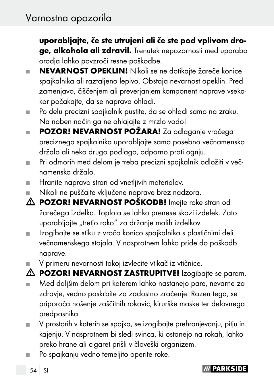 Parkside PLBS 30 A1 User Manual | Page 54 / 105