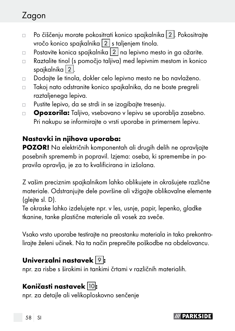 Zagon / vzdrževanje i čiščenje / servis zagon | Parkside PLBS 30 A1 User Manual | Page 58 / 105