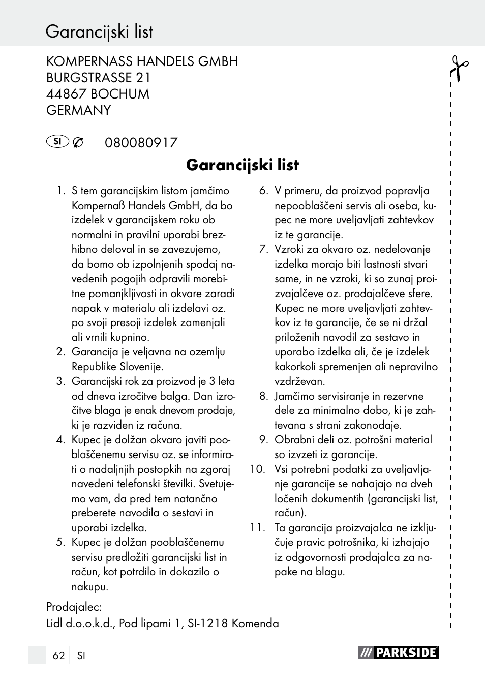 Parkside PLBS 30 A1 User Manual | Page 62 / 105