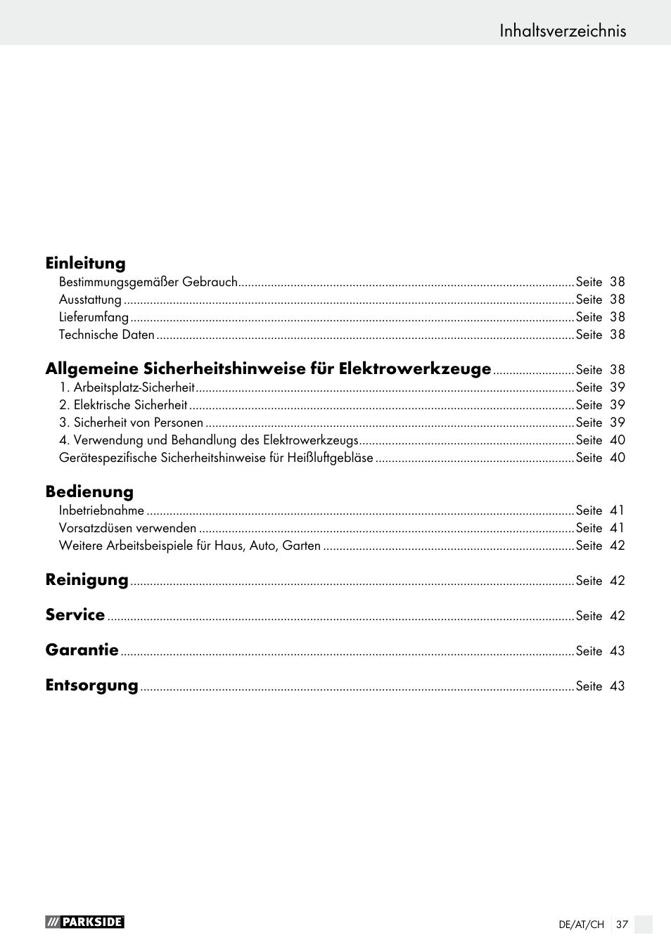 Parkside PHLG 2000 B1 User Manual | Page 37 / 44