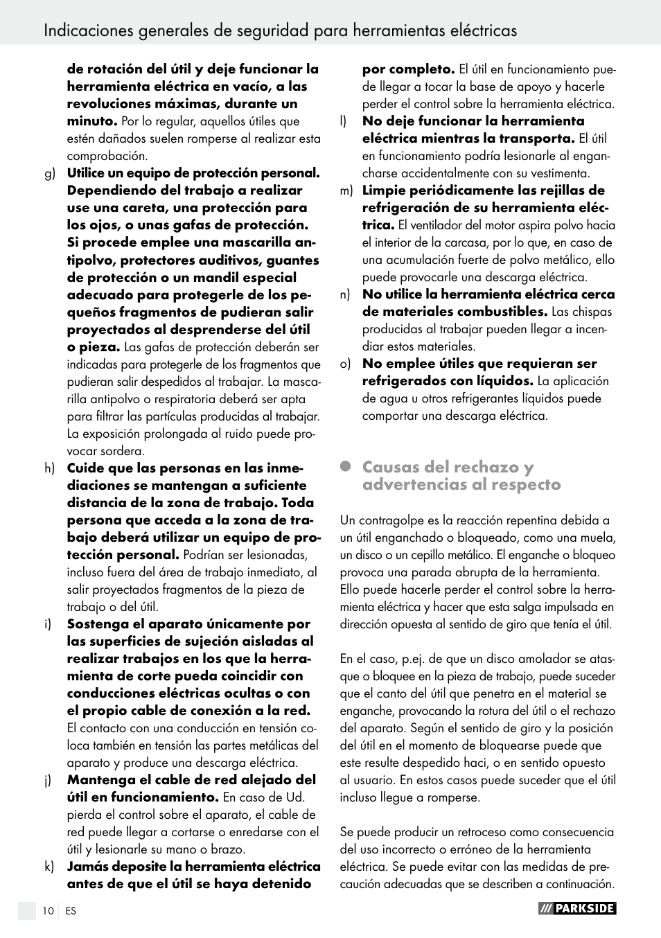 Causas del rechazo y advertencias al respecto | Parkside PFBS 160 A1 User Manual | Page 10 / 58