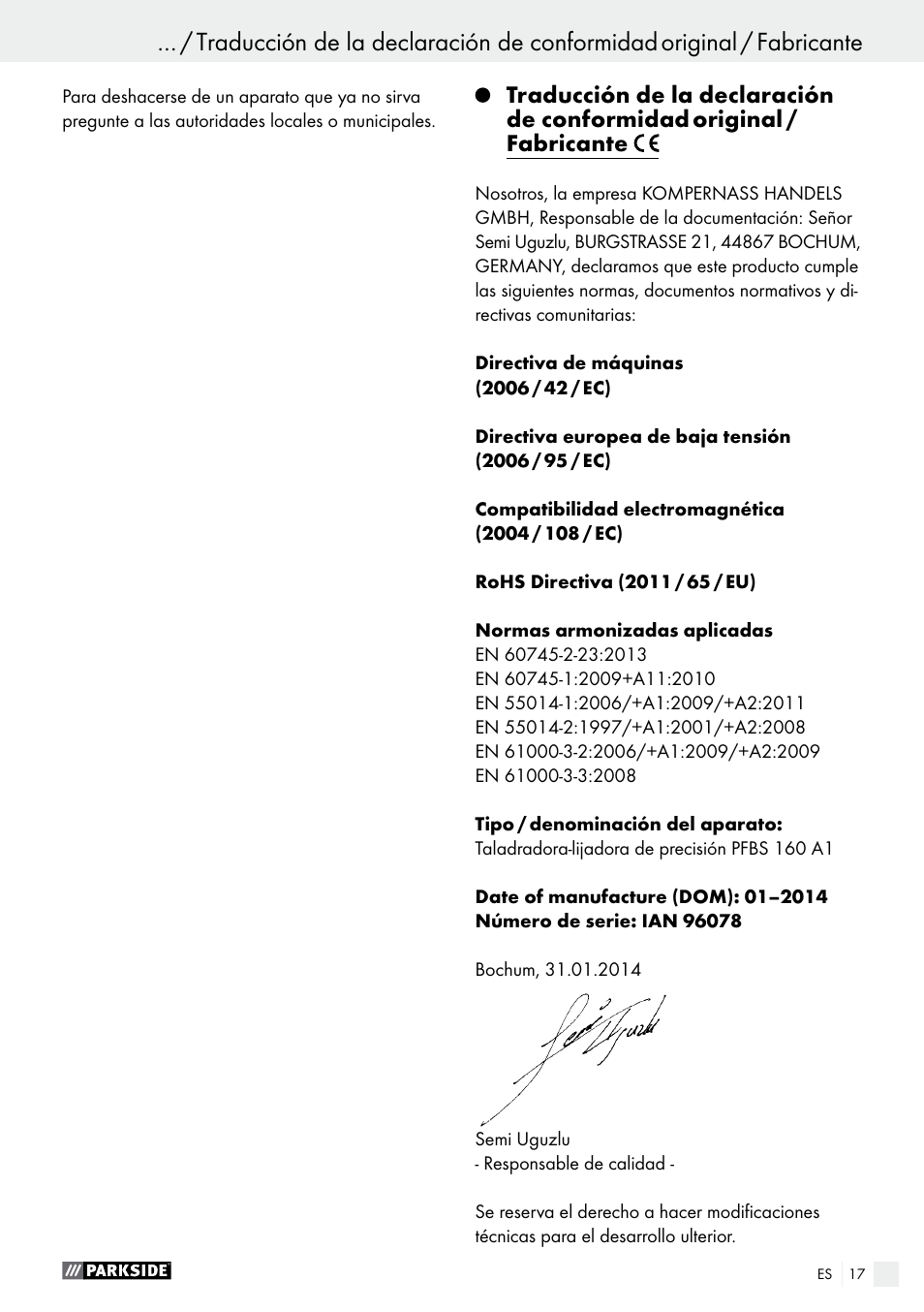 Parkside PFBS 160 A1 User Manual | Page 17 / 58