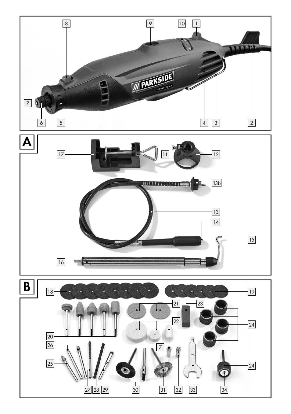 Parkside PFBS 160 A1 User Manual | Page 3 / 58