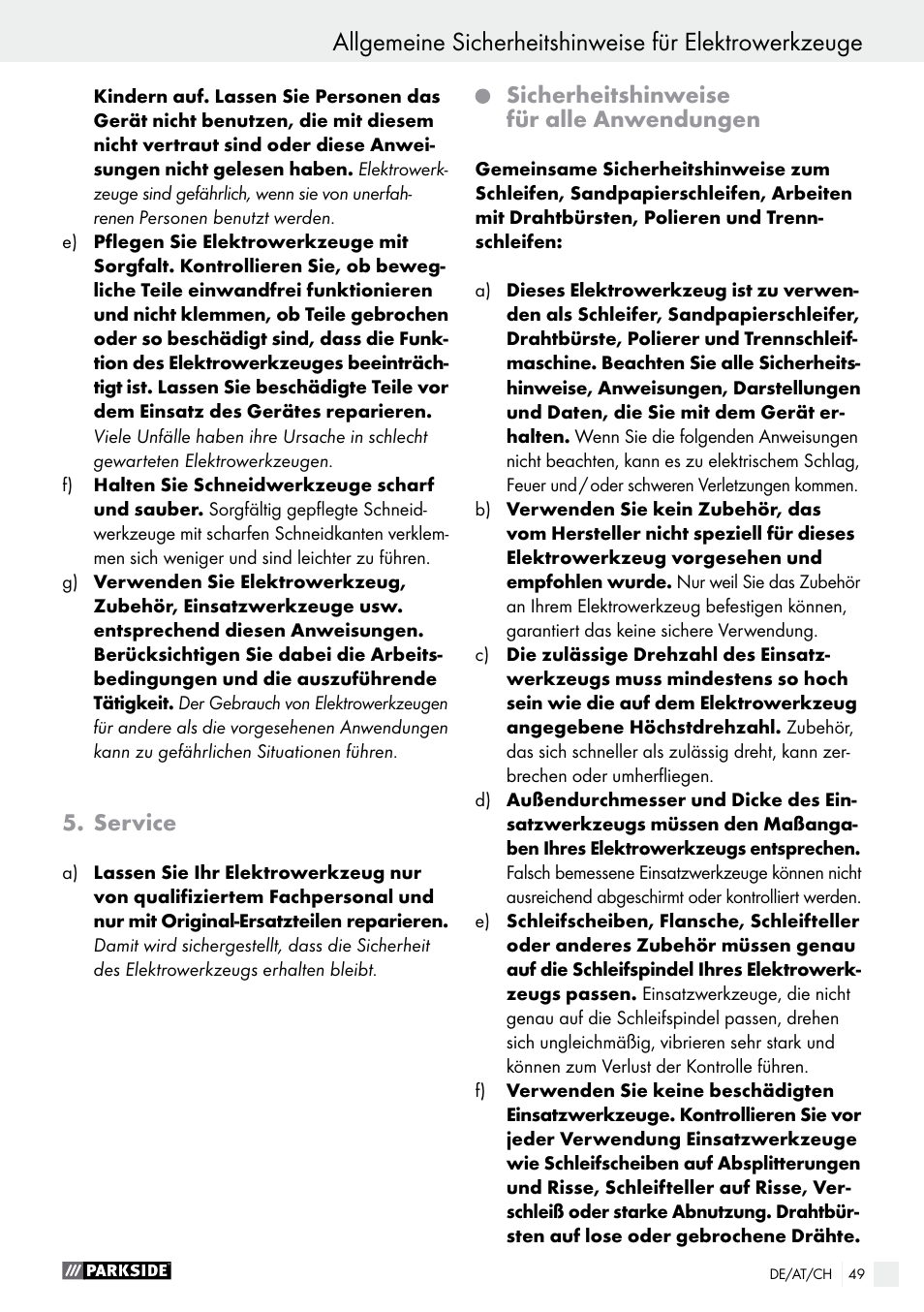 Parkside PFBS 160 A1 User Manual | Page 49 / 58