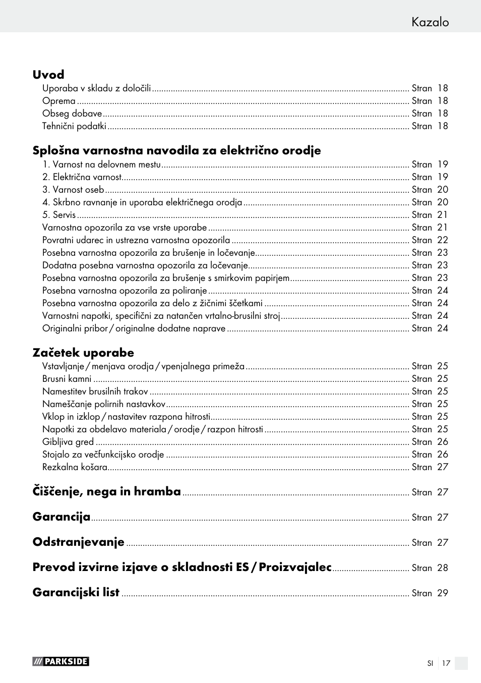 Parkside PFBS 160 A1 User Manual | Page 17 / 68