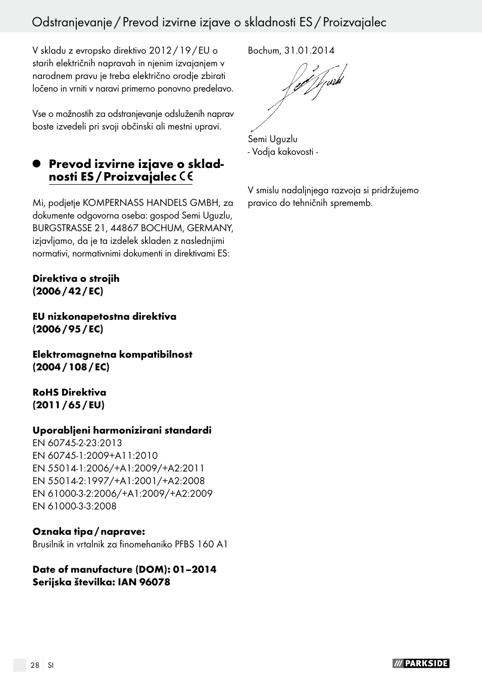 Parkside PFBS 160 A1 User Manual | Page 28 / 68