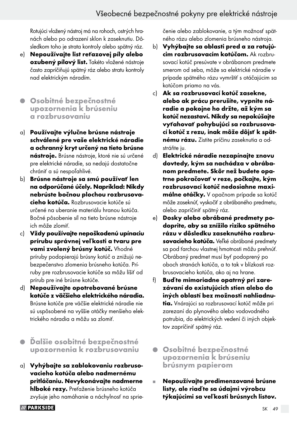 Parkside PFBS 160 A1 User Manual | Page 49 / 68