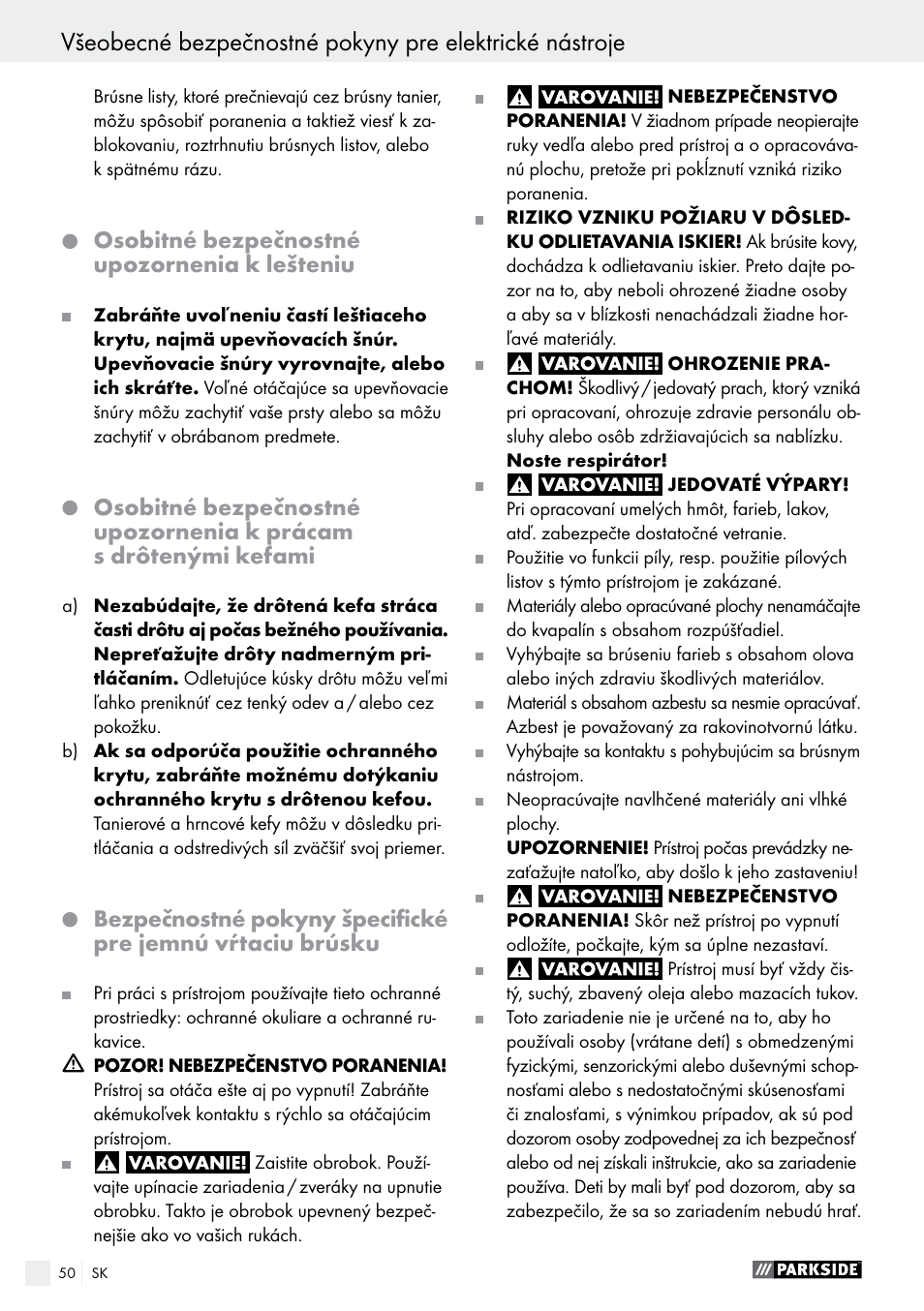 Parkside PFBS 160 A1 User Manual | Page 50 / 68