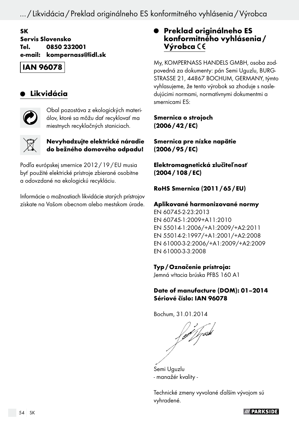 Parkside PFBS 160 A1 User Manual | Page 54 / 68