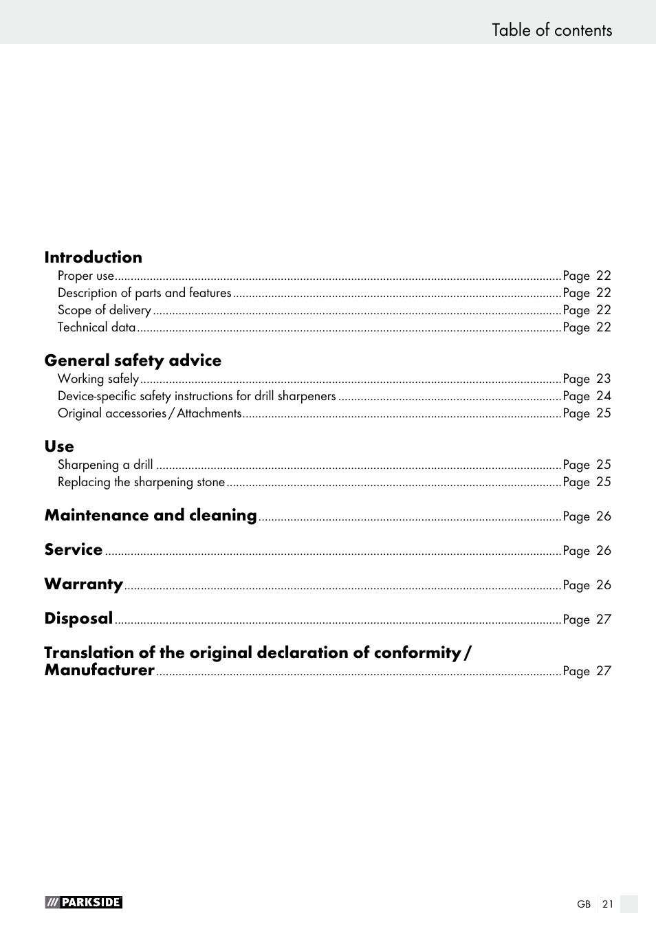 Parkside PBSG 95 B1 User Manual | Page 21 / 28