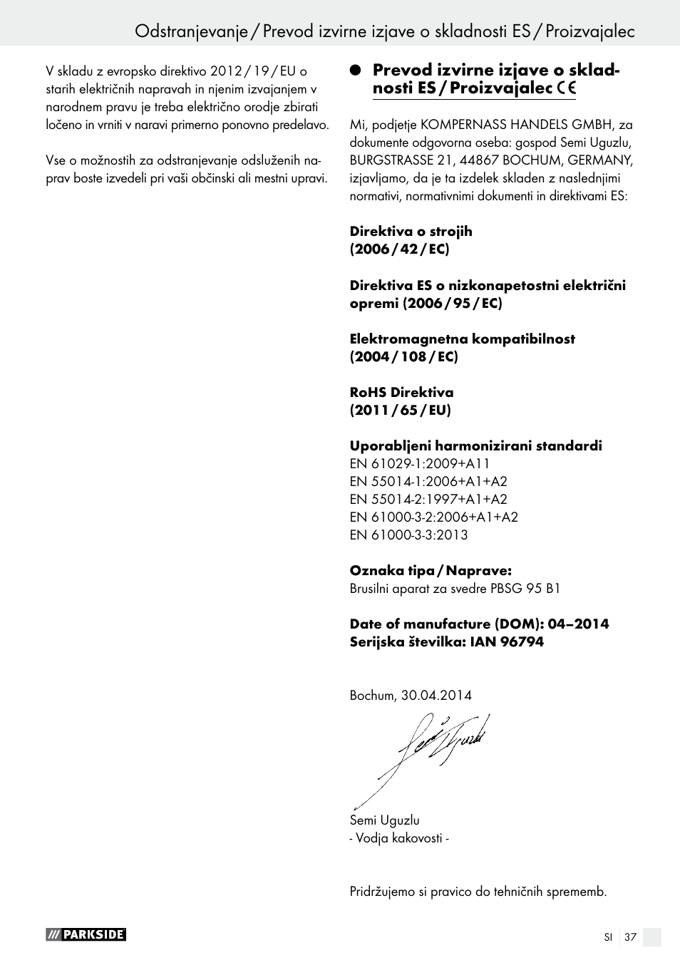 Parkside PBSG 95 B1 User Manual | Page 37 / 63