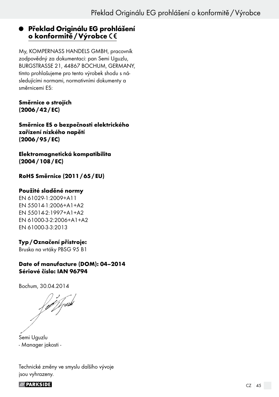 Parkside PBSG 95 B1 User Manual | Page 45 / 63