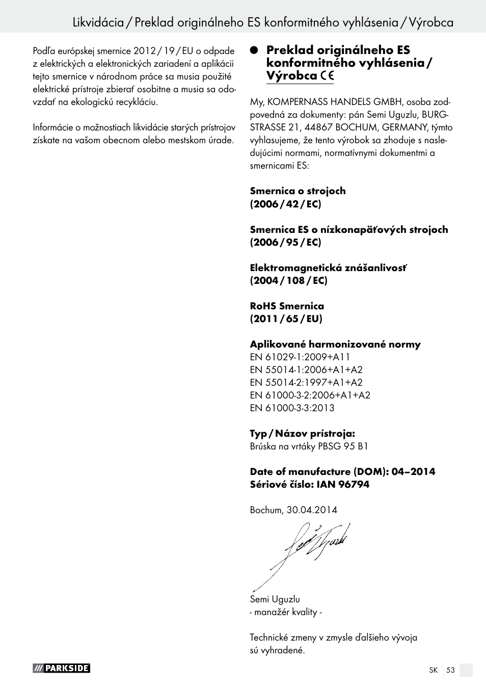 Parkside PBSG 95 B1 User Manual | Page 53 / 63