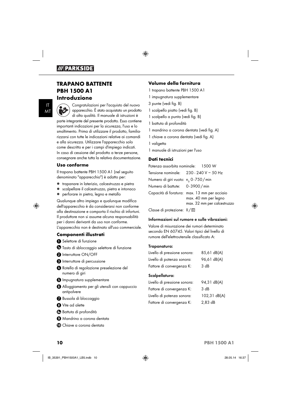 Parkside PBH 1500 A1 User Manual | Page 13 / 36