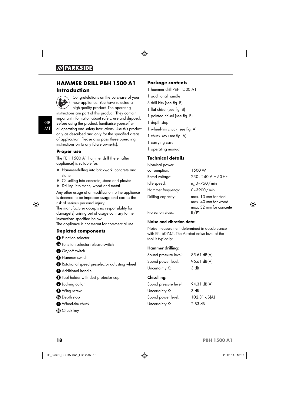 Parkside PBH 1500 A1 User Manual | Page 21 / 36