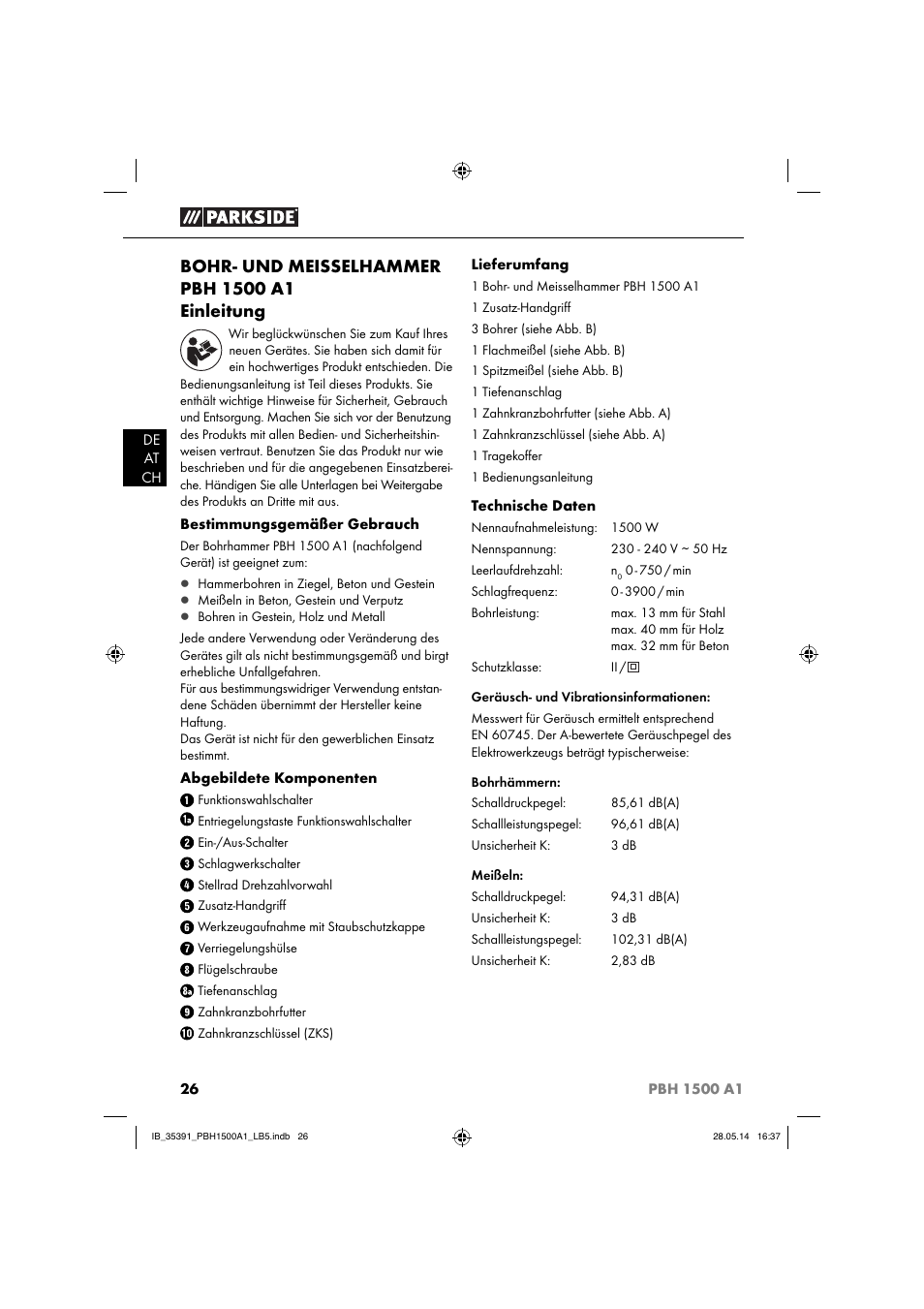 Parkside PBH 1500 A1 User Manual | Page 29 / 36