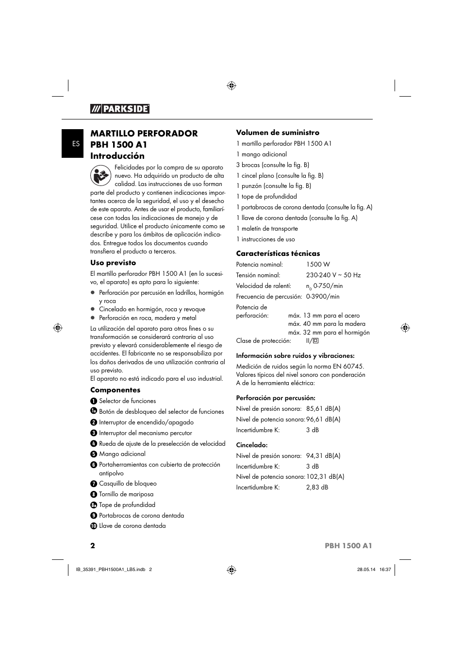 Parkside PBH 1500 A1 User Manual | Page 5 / 36