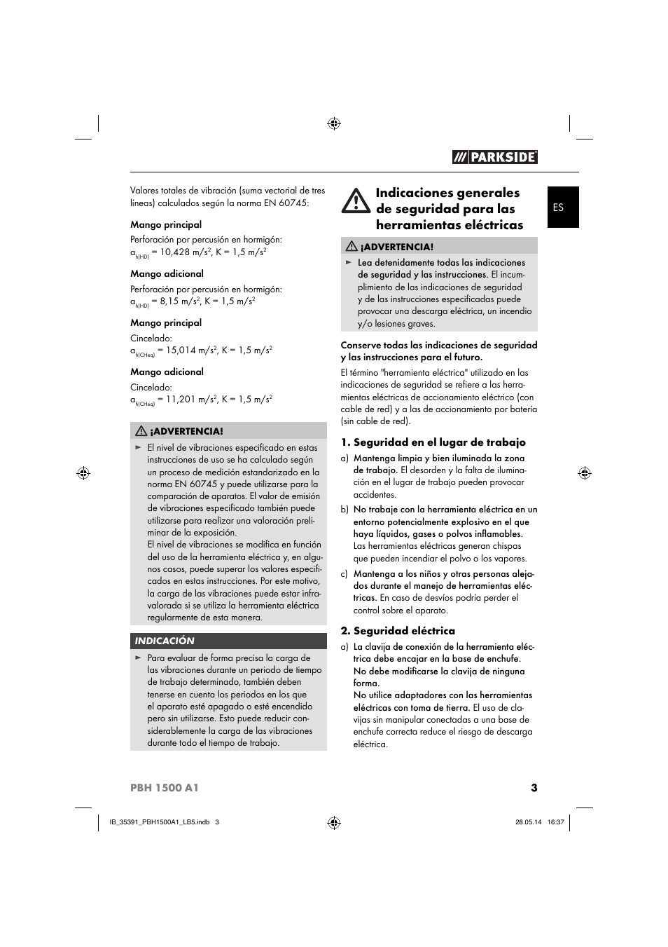 Parkside PBH 1500 A1 User Manual | Page 6 / 36