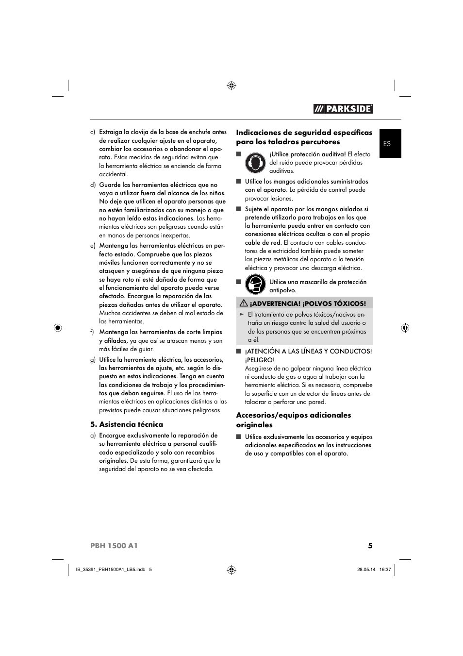 Parkside PBH 1500 A1 User Manual | Page 8 / 36