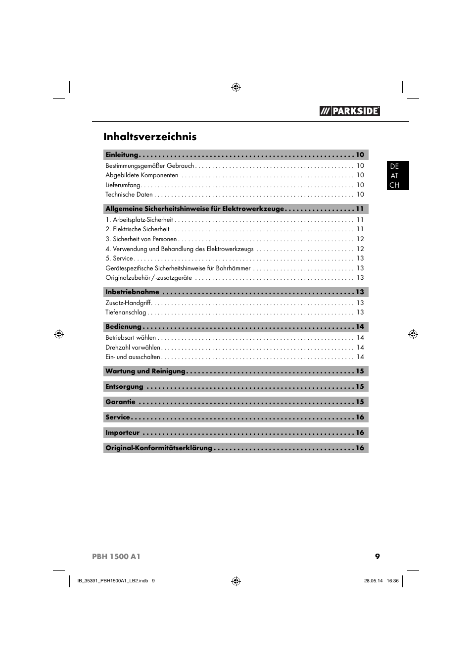 Parkside PBH 1500 A1 User Manual | Page 12 / 28