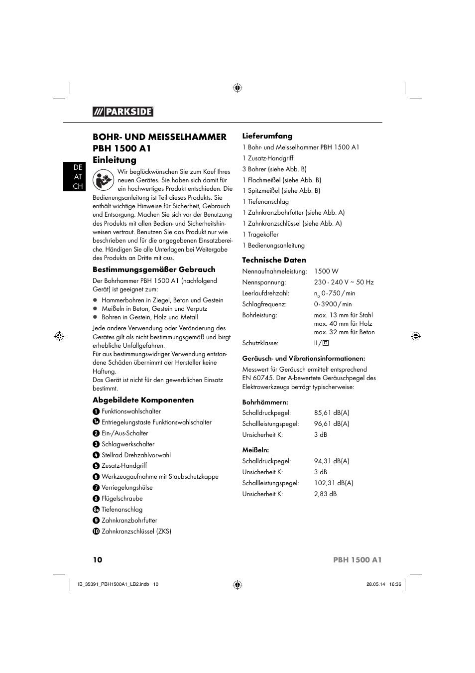 Parkside PBH 1500 A1 User Manual | Page 13 / 28