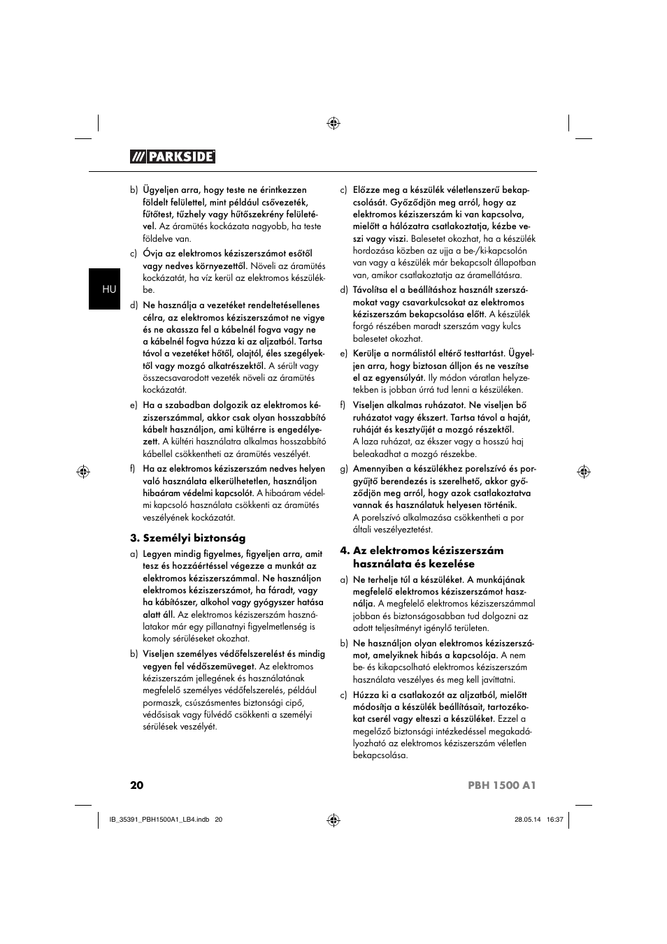 Parkside PBH 1500 A1 User Manual | Page 23 / 60