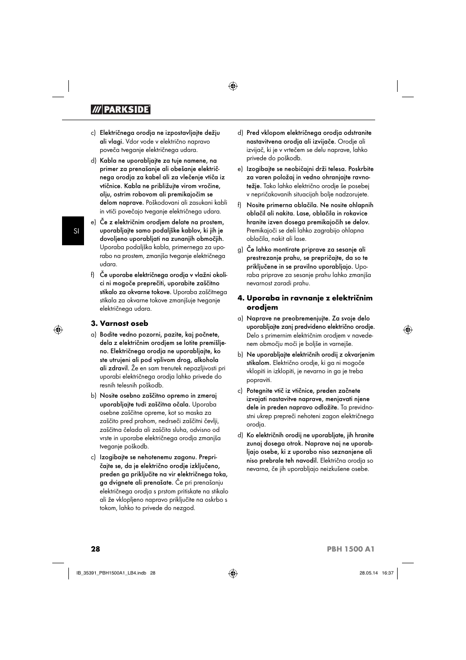 Parkside PBH 1500 A1 User Manual | Page 31 / 60