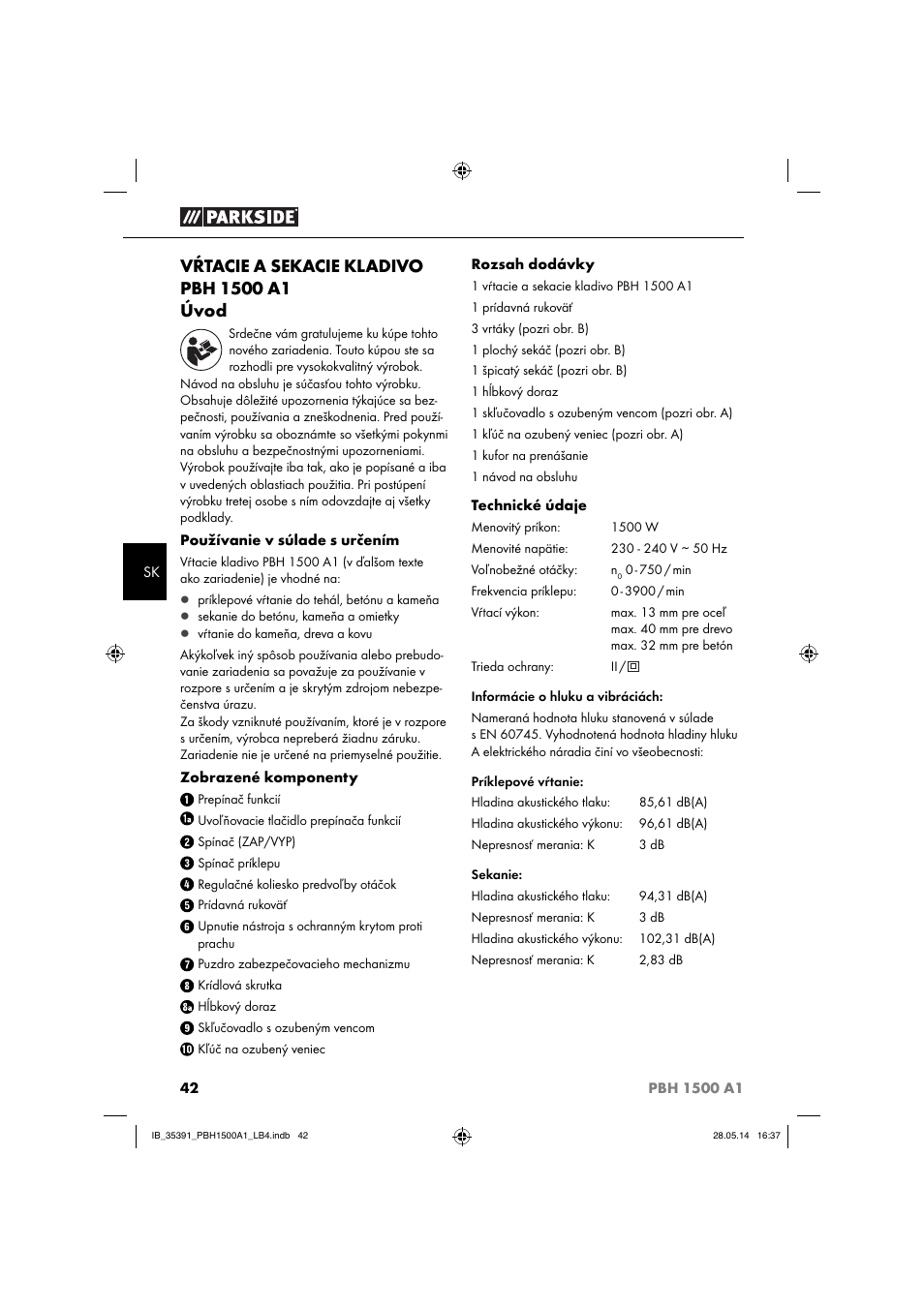 Parkside PBH 1500 A1 User Manual | Page 45 / 60