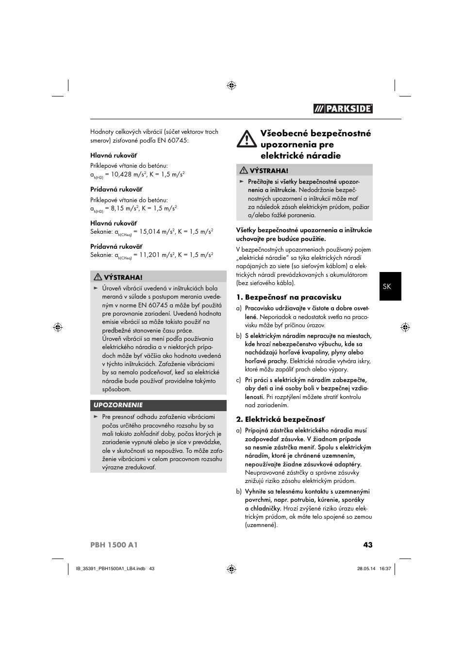 Parkside PBH 1500 A1 User Manual | Page 46 / 60