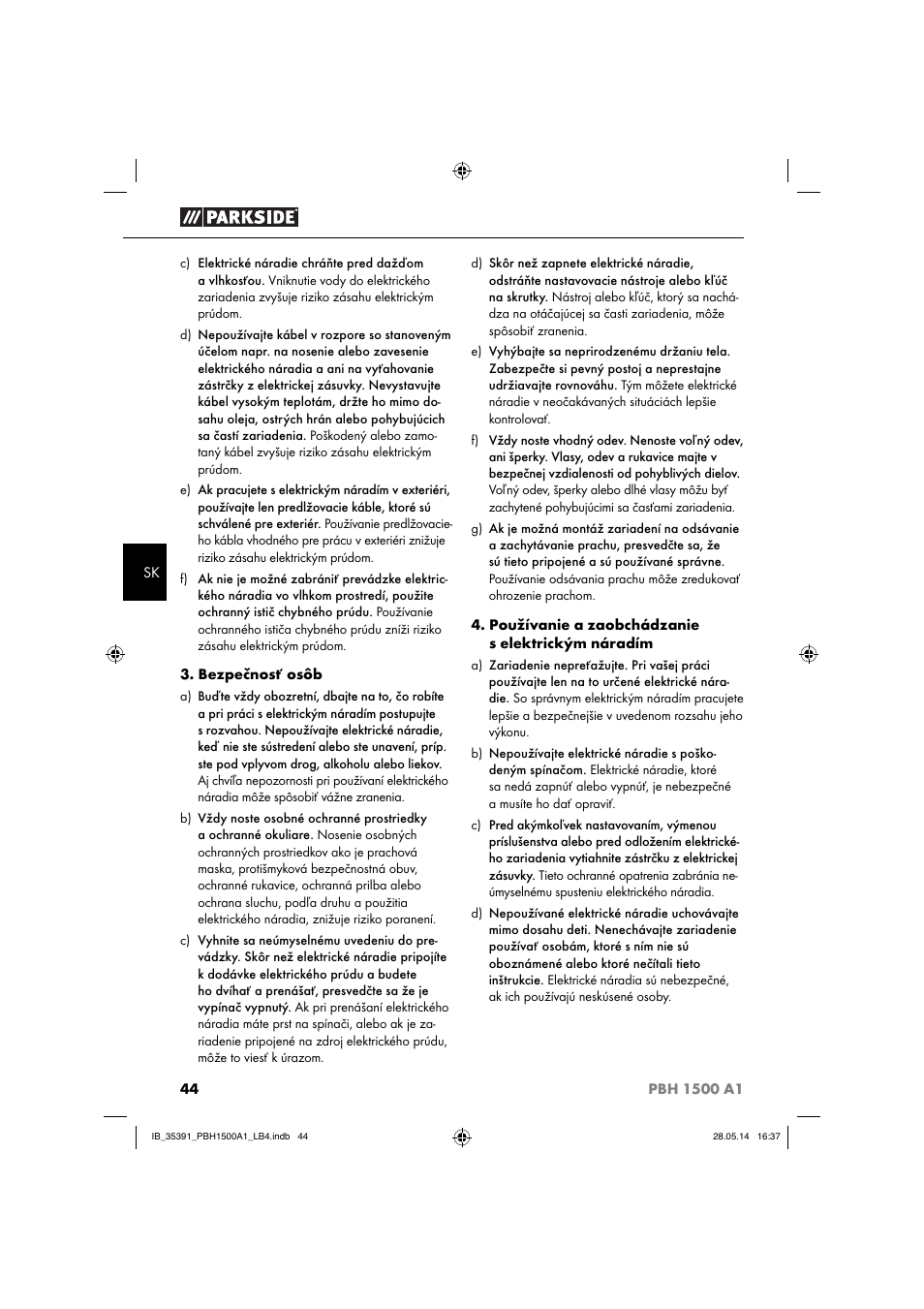 Parkside PBH 1500 A1 User Manual | Page 47 / 60