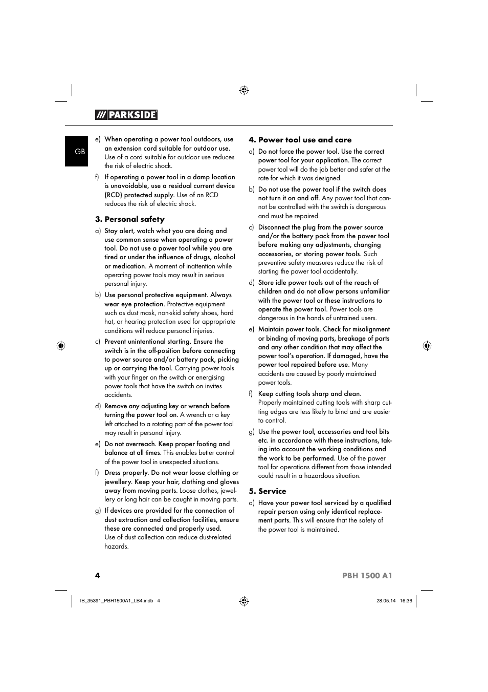 Parkside PBH 1500 A1 User Manual | Page 7 / 60