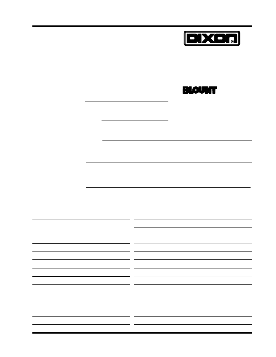 Owner information | Dixon 13088-1100A User Manual | Page 39 / 40