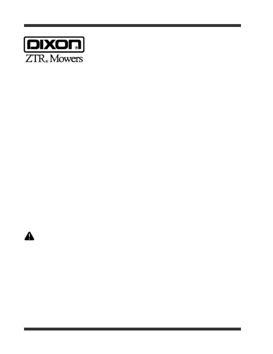 Warning | Dixon 13088-1100A User Manual | Page 40 / 40