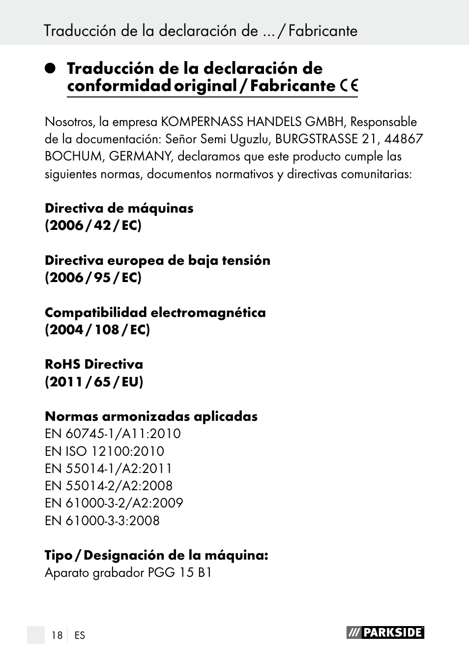 Parkside PGG 15 B1 User Manual | Page 18 / 83